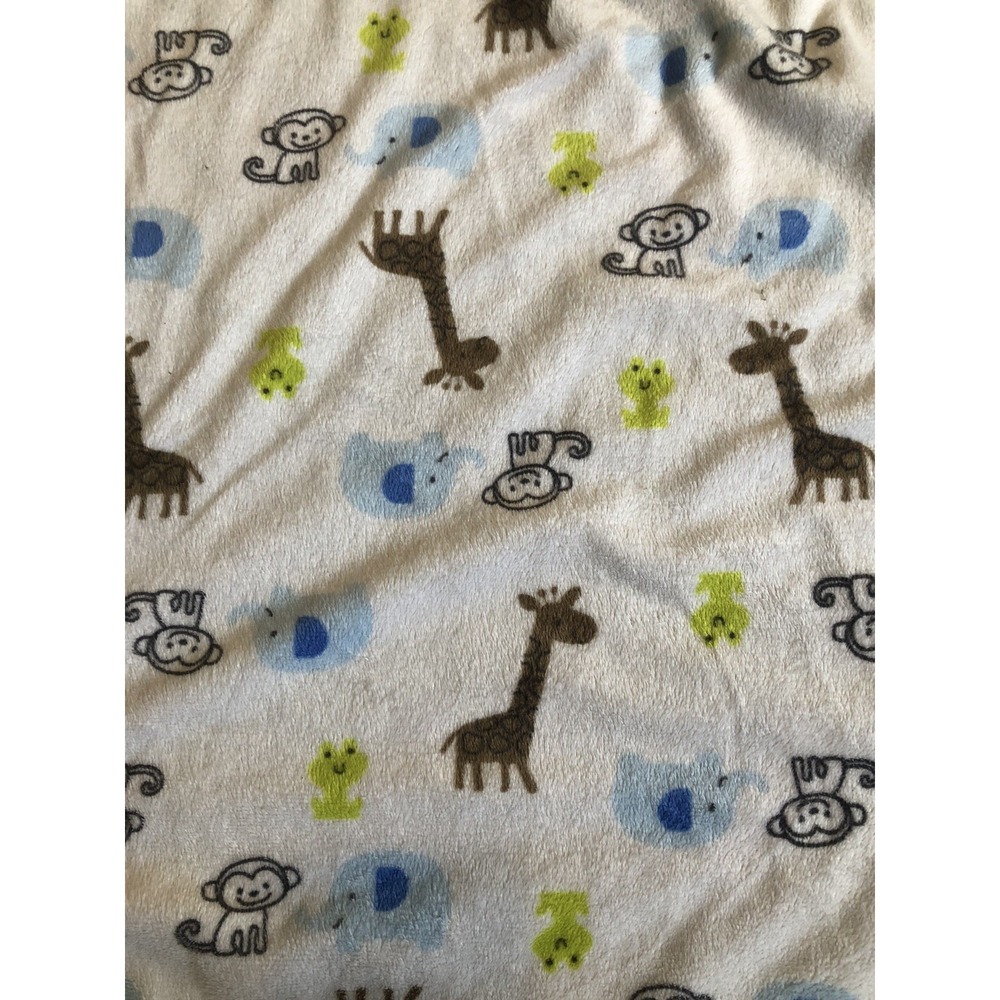 Carter's Just One You Monkey Lovey Baby Blanket‎ Blue Sherpa Giraffe Frog